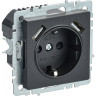 Розетка IEK BRITE РЮш10-2-БрЧ 16А с USB A+A 3,1А BR-R14-16-U21-D31-K02